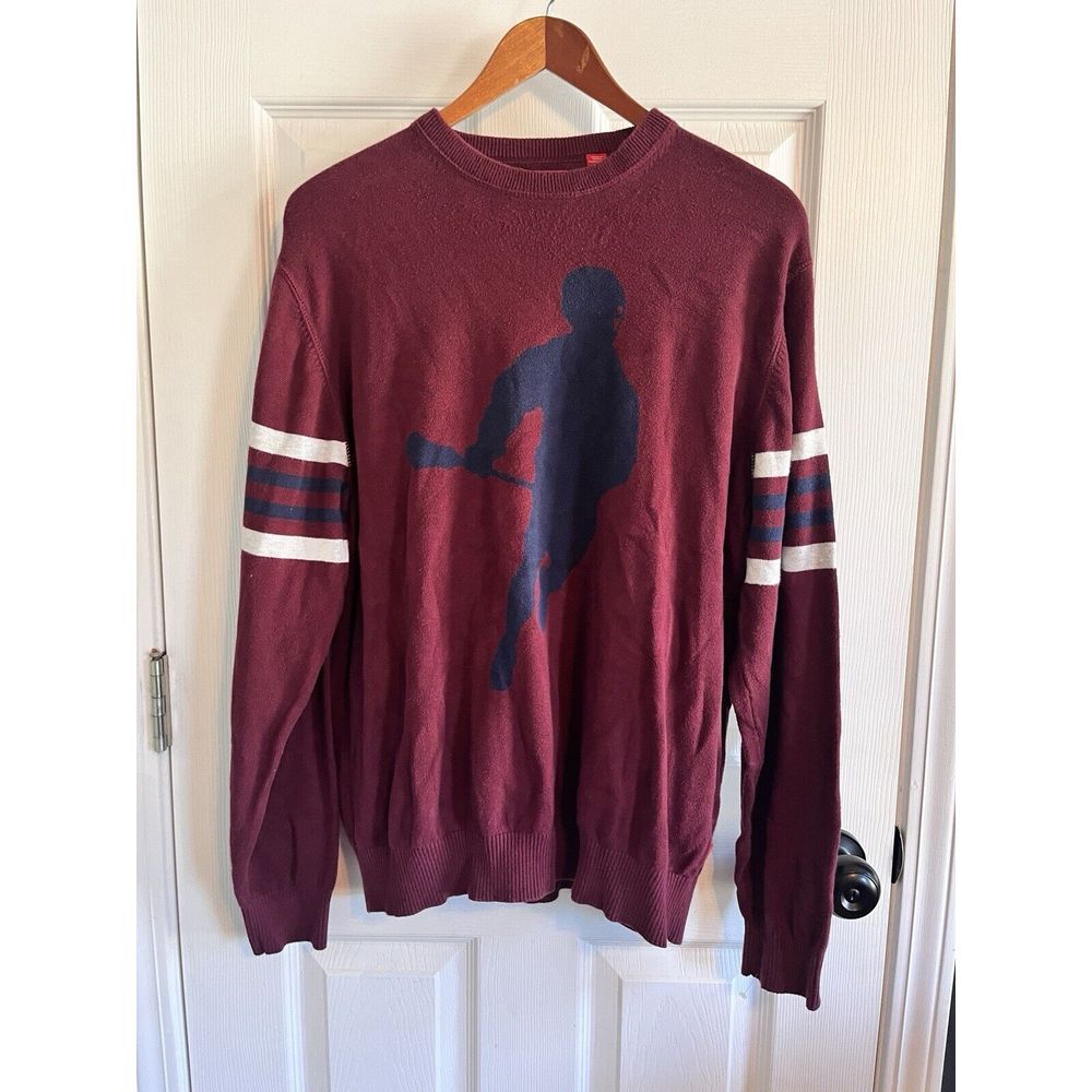 Izod‎ Burgundy Lax Lacrosse Cotton Sweater Mens L